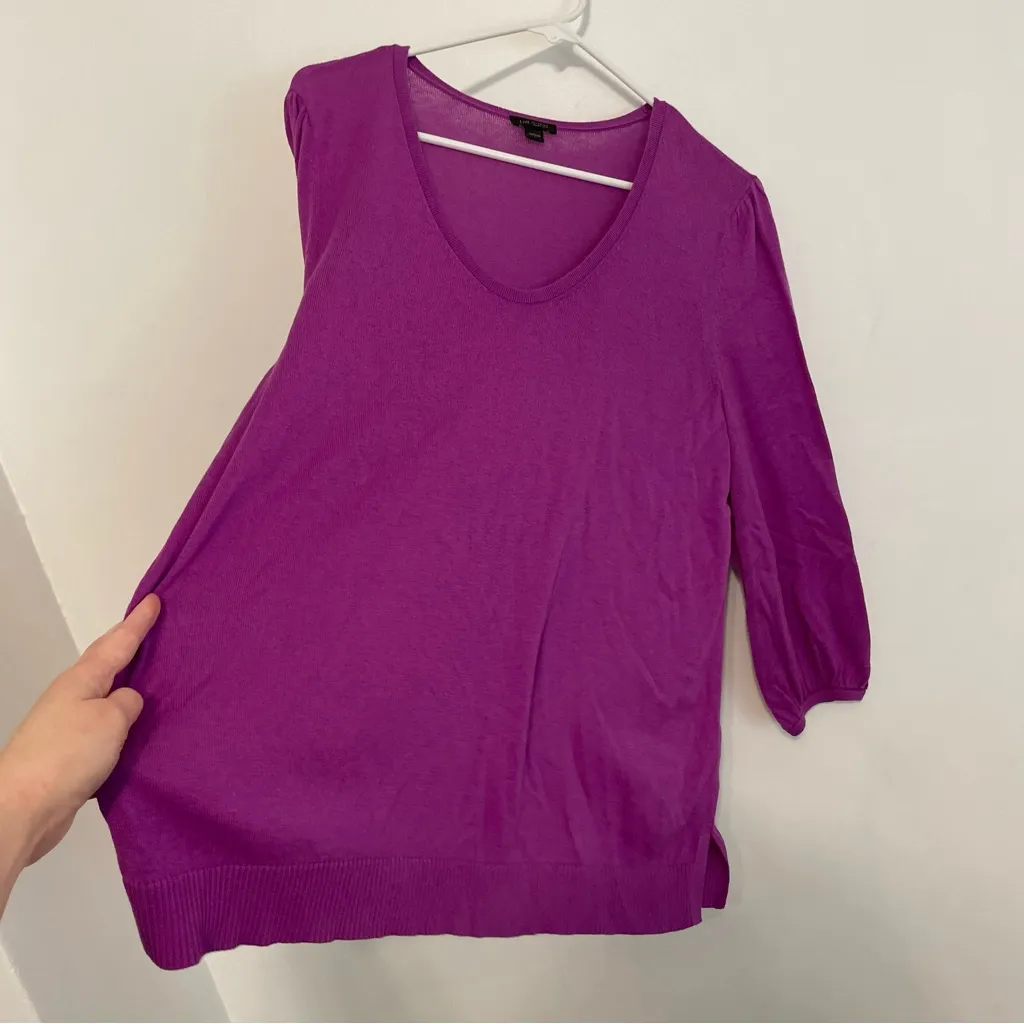 J. JILL Wearever Collection Silk Blend Blouson Sleeve Sweater Purple 3/4 Sleeve Size L - Image 11