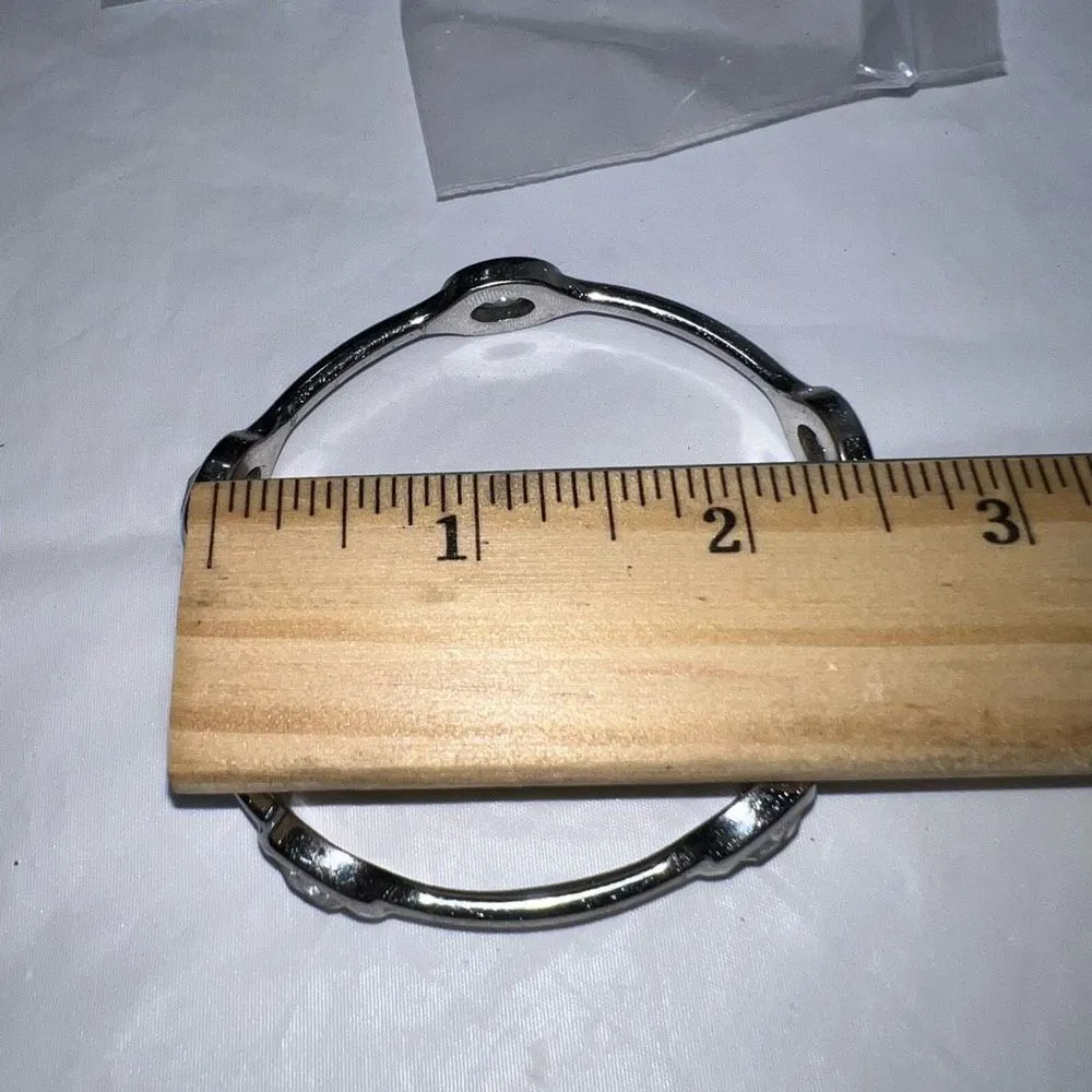 Silver Tone‎ Large Crystal Bangle Bracelet Silver - Image 7