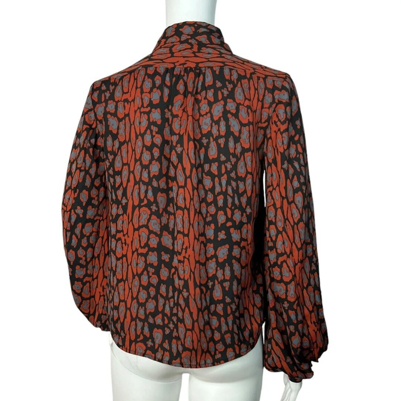 Bardot Shirt Womens 4 Red Black Gray Mona Leopard‎ Blouse Edgy Chic Bohemian - Image 3