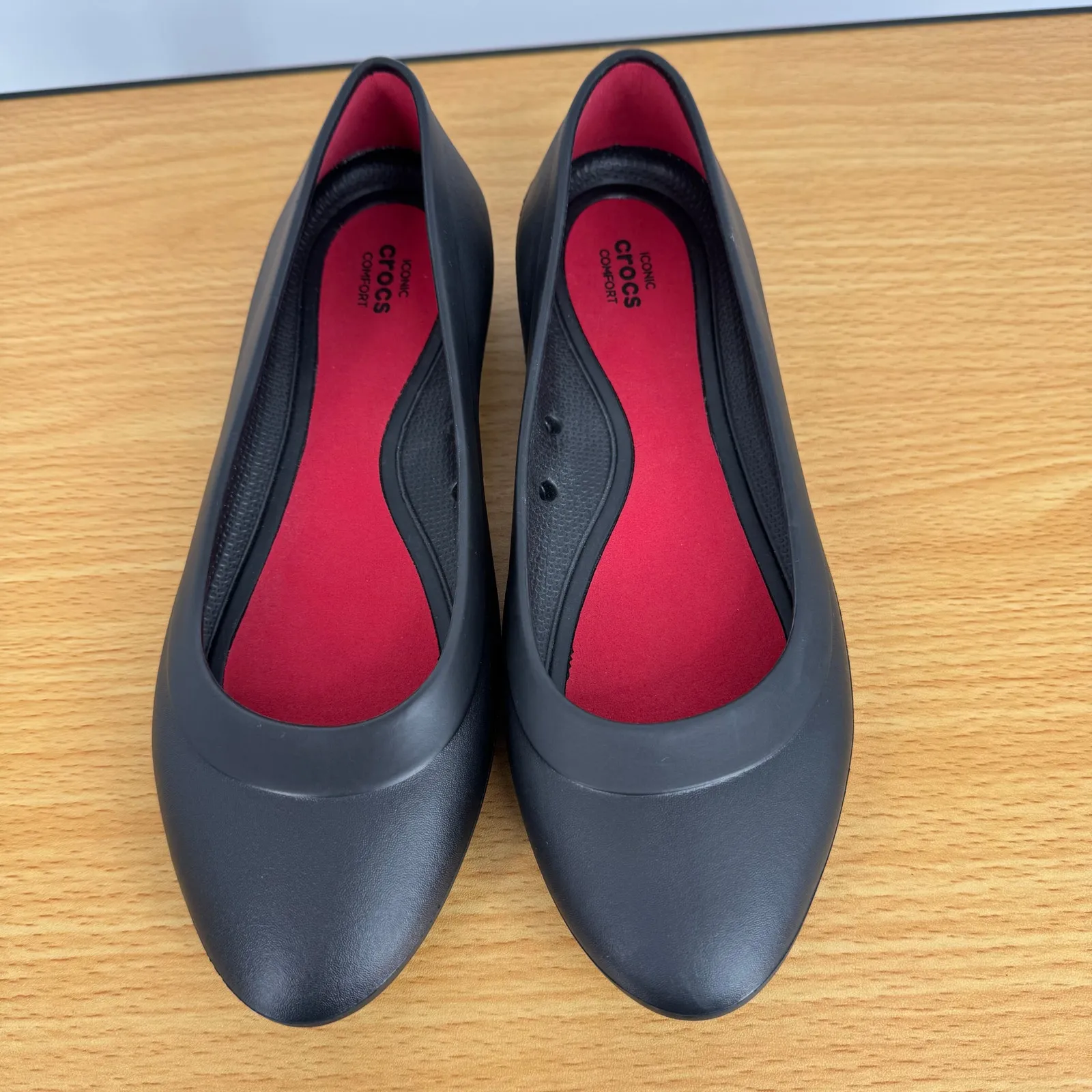 Crocs shoes Lina women's 8 iconic comfort slip on rubber ballet flats black NEW - Image 3