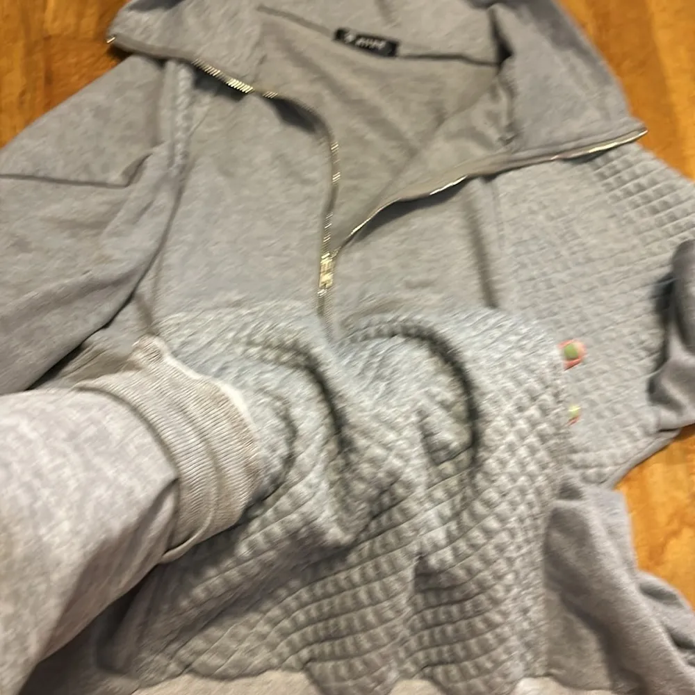 BTFBM Gray Textured Quarter Zip Long Sleeve Pullover Sweatshirt Womens Large - Image 9