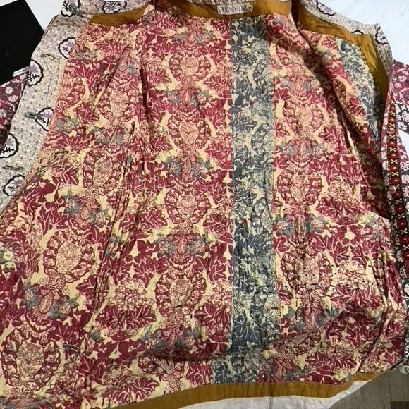 AnaMika Khanna Boho Patchwork Floral Tunic Dress Belted Long Sleeve India Red Size M - Image 13
