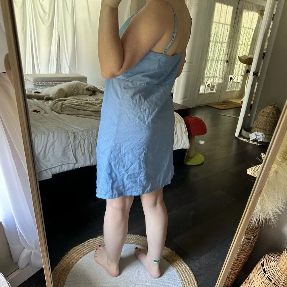 THML Women’s Medium Blue Wrap Dress with Tassels - Image 3