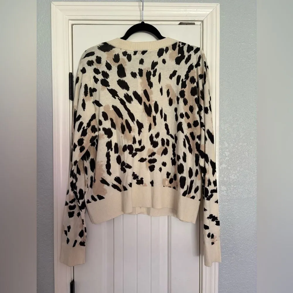 Sanctuary Women Let’s Hang Cream Animal Print Sweater Cardigan Medium NWT‎ - Image 3