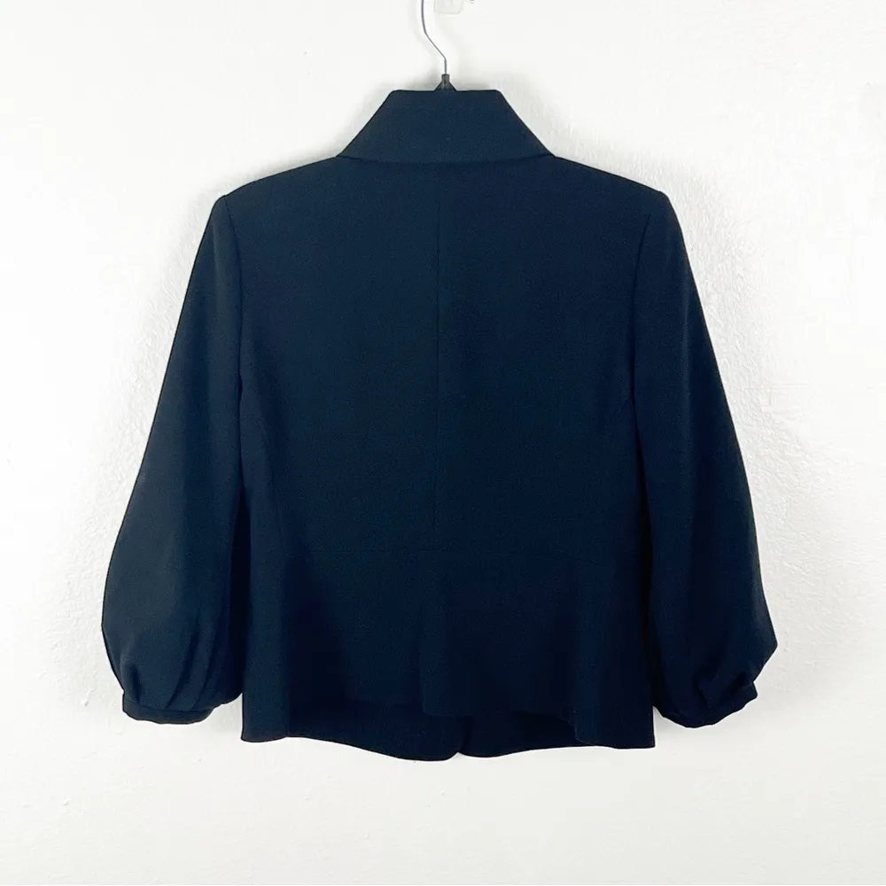 CABI Abbott Cropped Black Balloon Sleeve Lined Button Jacket Blazer 3027 Size 4 - Image 2