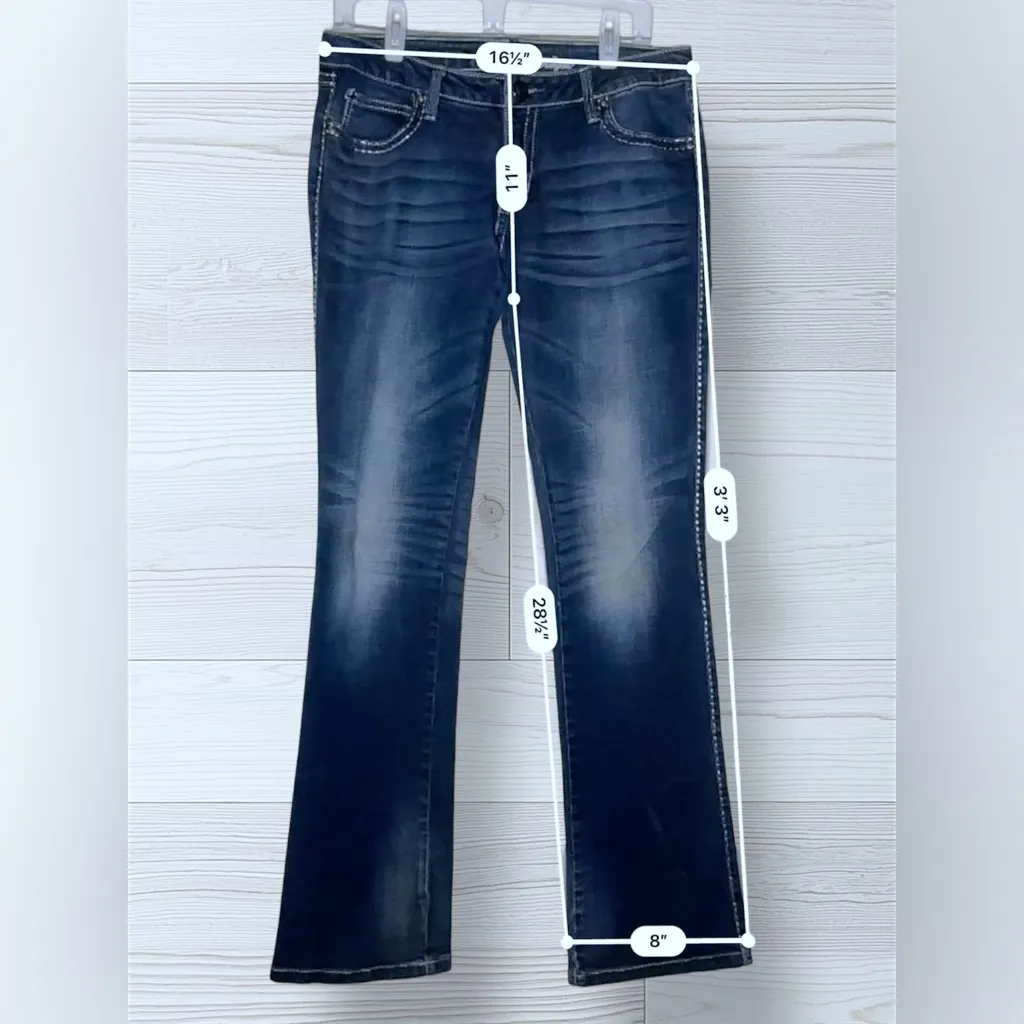 WRANGLER ROCK 47 Women’s Zebra Embroidered Ultra Low Rise Bootcut Jeans Blue Size 30 - Image 8