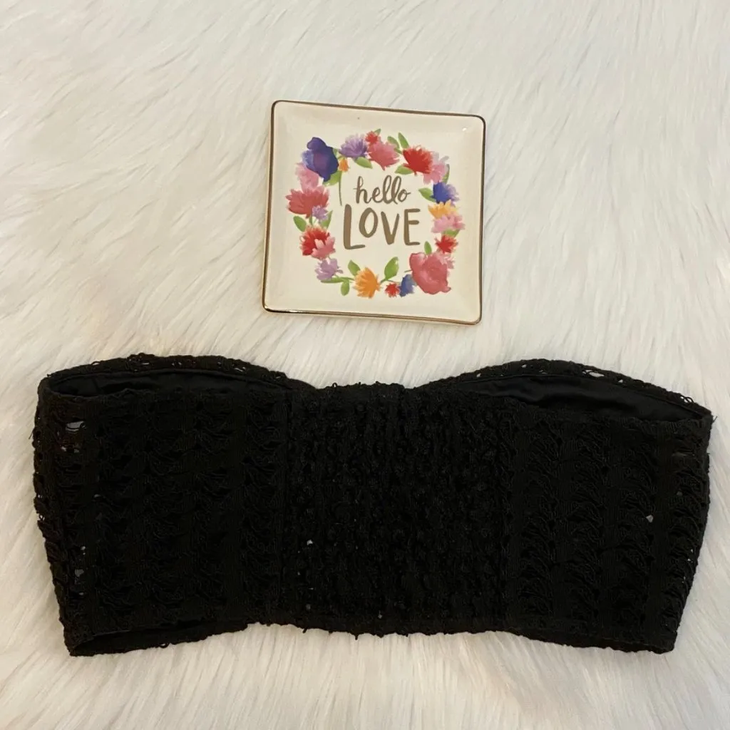 Full Tilt Black Crochet Bandeau Bralette Size Large NEW - Image 6