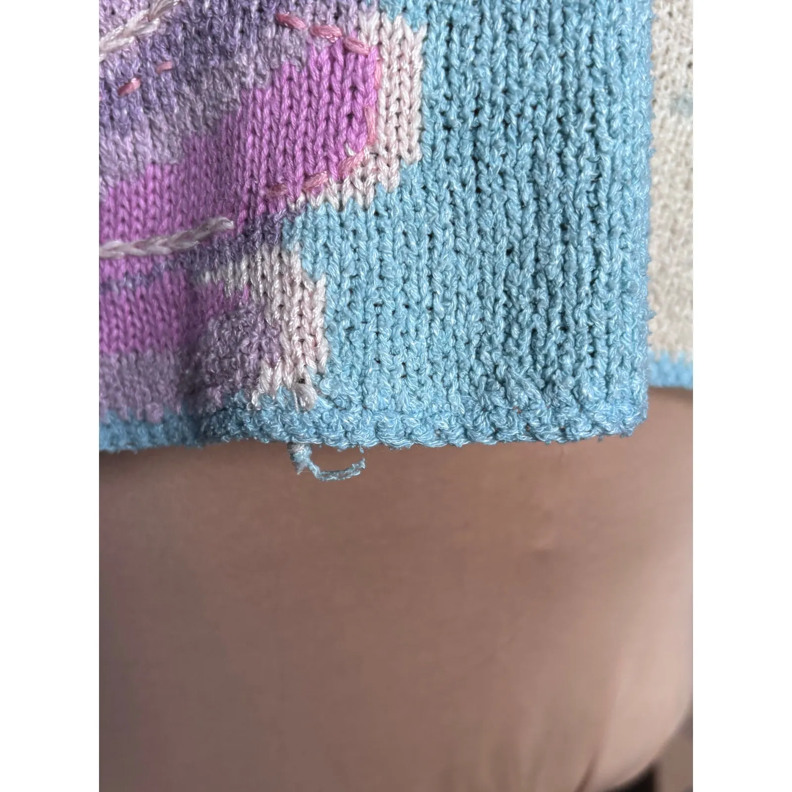 Pastel Seashell Knit Vest Silk Linen Coastal Cottagecore Fairy Mermaid Ocean Blue Size XL - Image 12