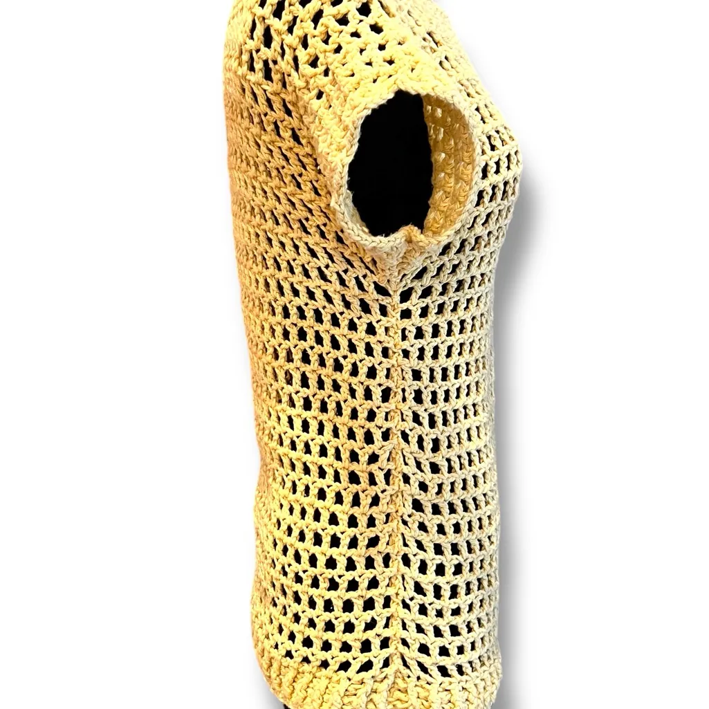 Handmade Vintage top size M Yellow Gold Handmade Boho Hippie Festival Crochet Size M - Image 2