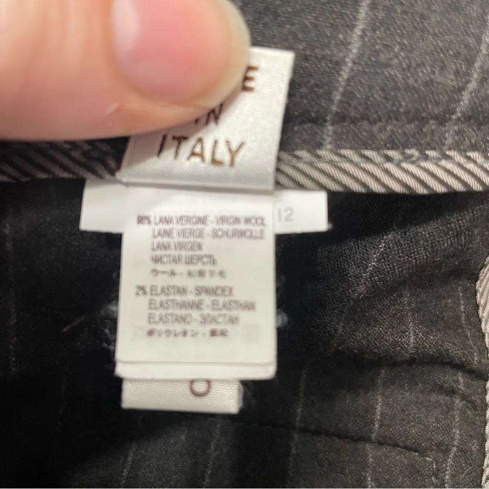 Brunello Cucinelli Italian Wool Pinstripe Pants With Chain Detail Womens Size 12 - Image 7