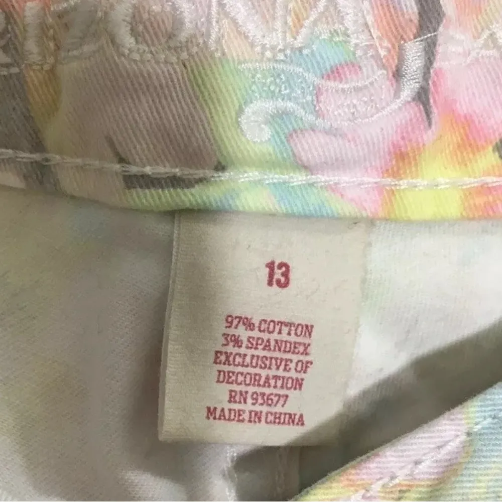 Arizona Jeans Juniors Sz 13 White Skinny Jeans With Pastel Floral Print Stretch - Image 7