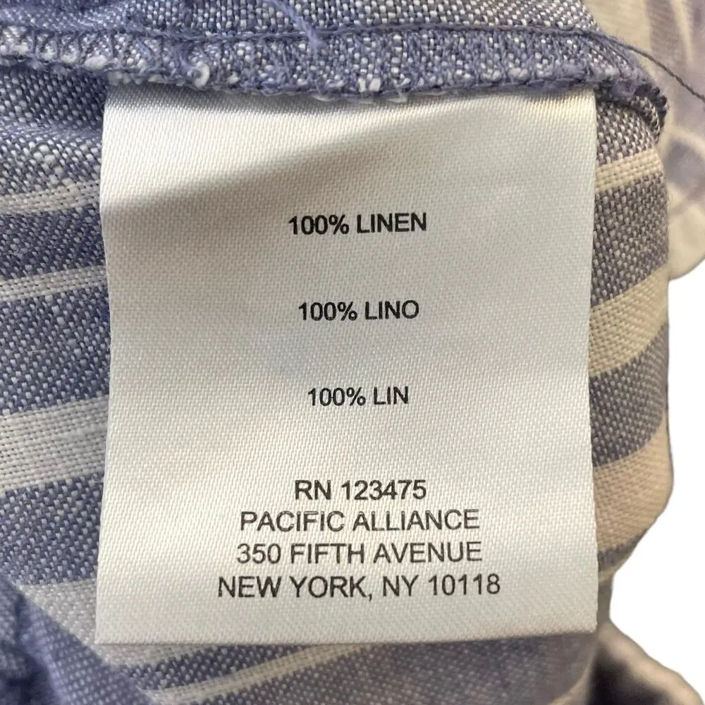 Ellen Tracy Blue & White Striped 100% Linen Pants Wide Leg Breathable Size 4 - Image 7
