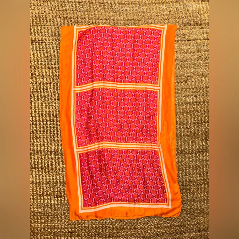 Vibrant Orange and Pink Scarf summer scarf or sarong - Image 7