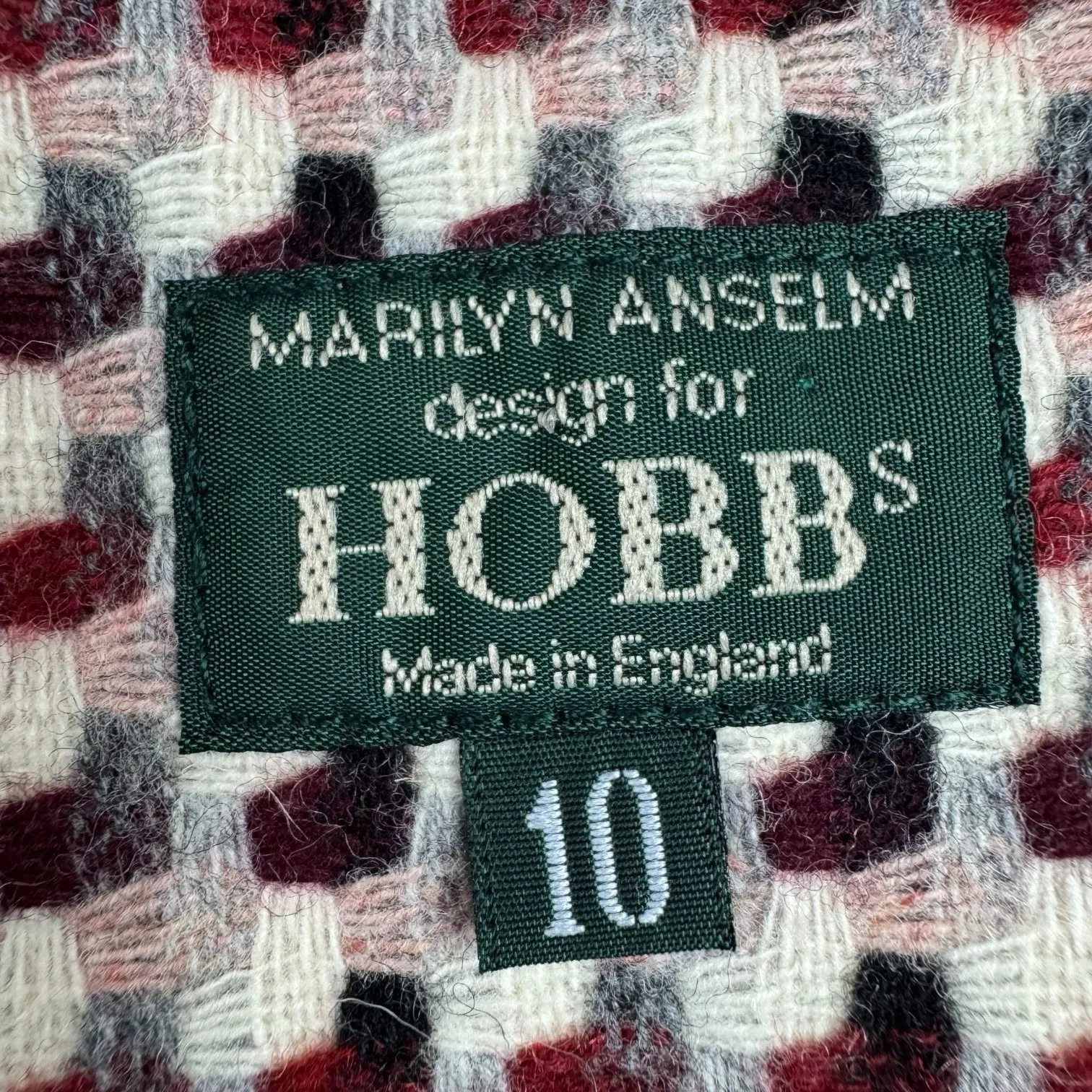 Hobbs Marilyn Anselm Lambswool Tweed Pink Pea Coat Overcoat Jacket Sz 10 Vtg - Image 3