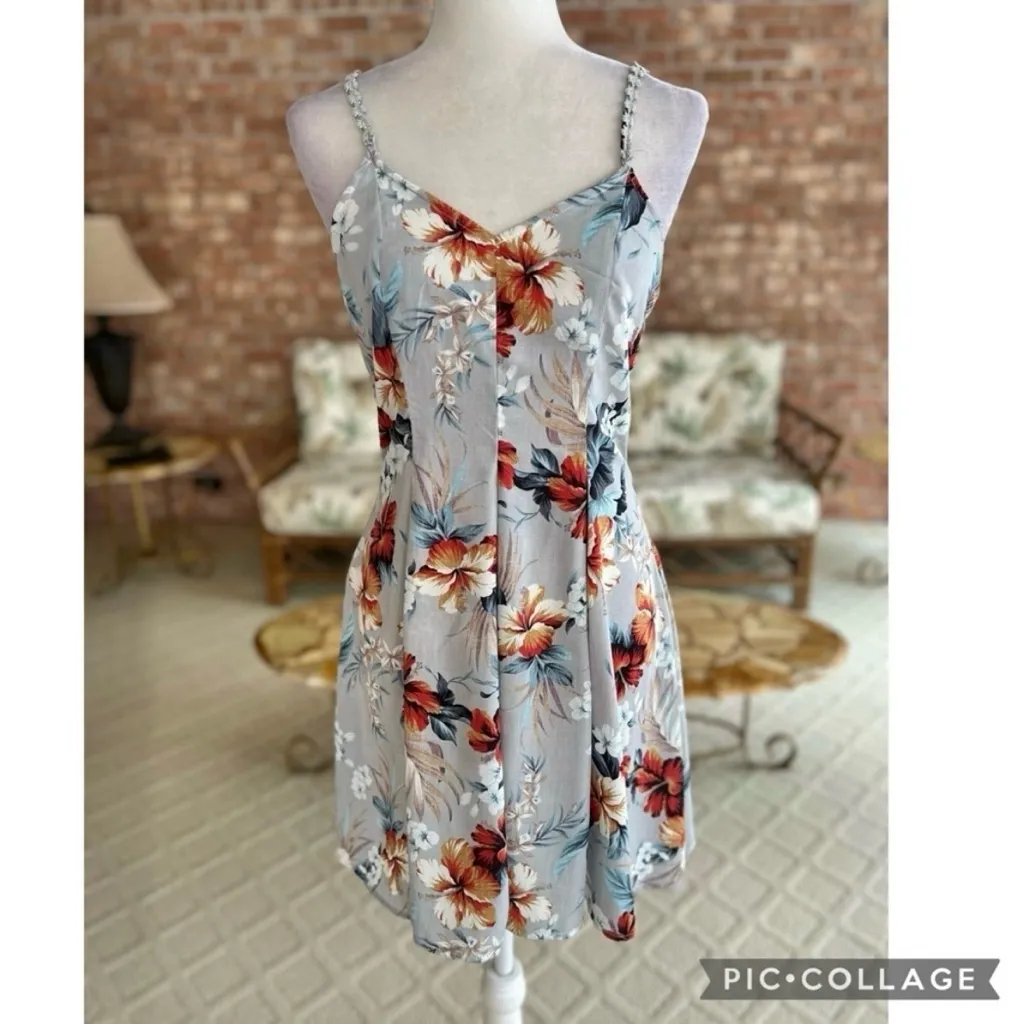 Soieblu Dress Mini Grey Floral Skater Sleeveless S Garden Sundress Party Chic - Image 2