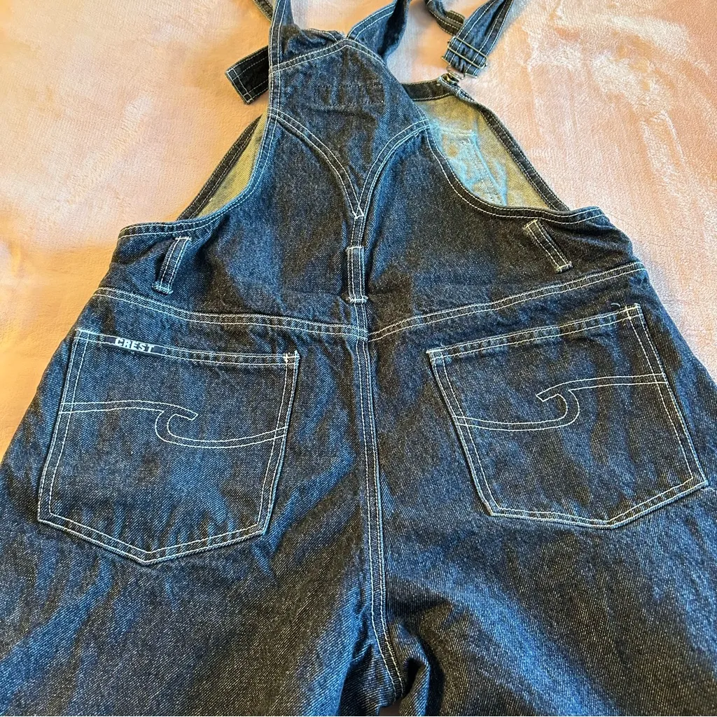 Crest Jeans vintage Y2K overalls with tribal design on legs size L rare Blue Size L - Image 5
