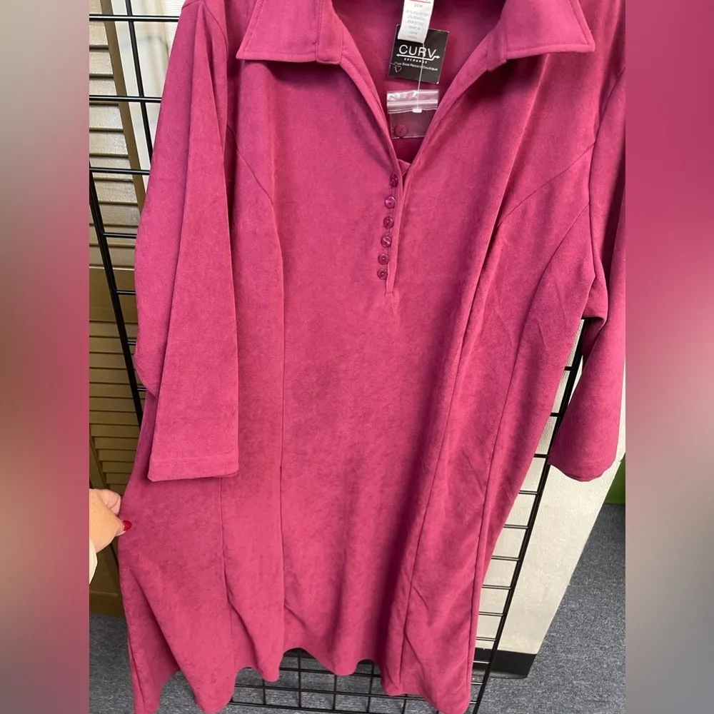 Main Street Blues lightweight suede Burgundy Dress Size 24W NWT Red - Image 5