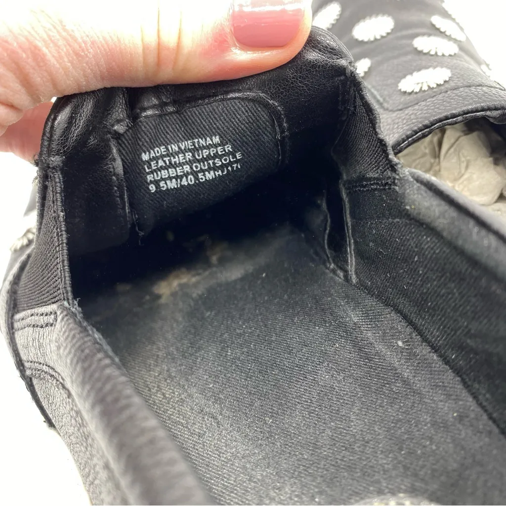 Michael Kors Leo Embellished Studded Black Leather Slip On Sneakers size 9.5 - Image 7