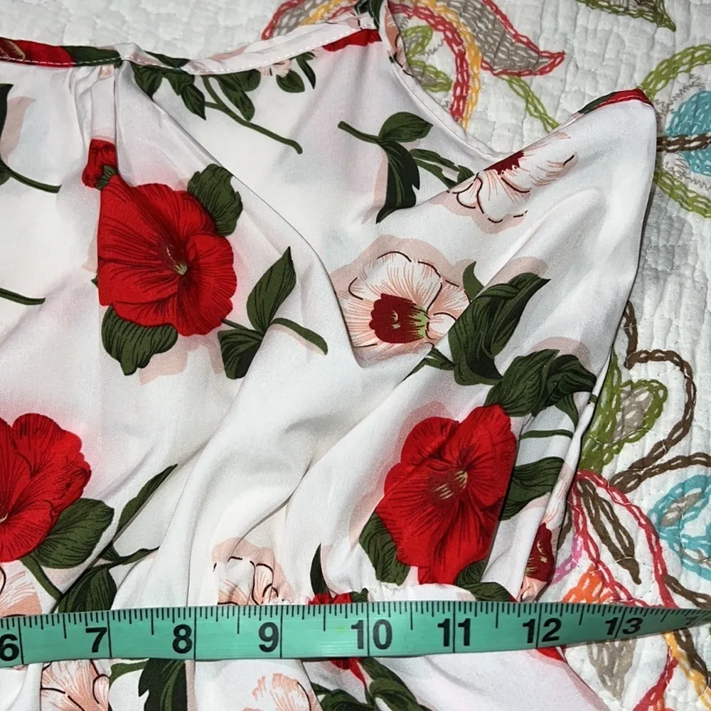 SHEIN size large floral print cami sundress white red pink overall floral print - Image 4