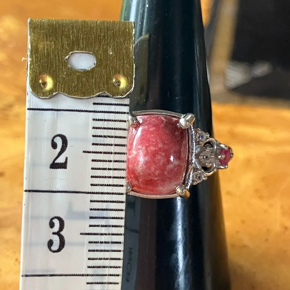 Norwegian Thulite Ruby Sterling Silver Ring Size 7.75 Pink - Image 6