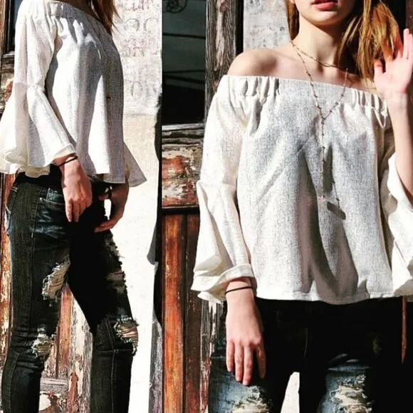 Metallic Off Shoulder Top‎ Gold Size L - Image 7