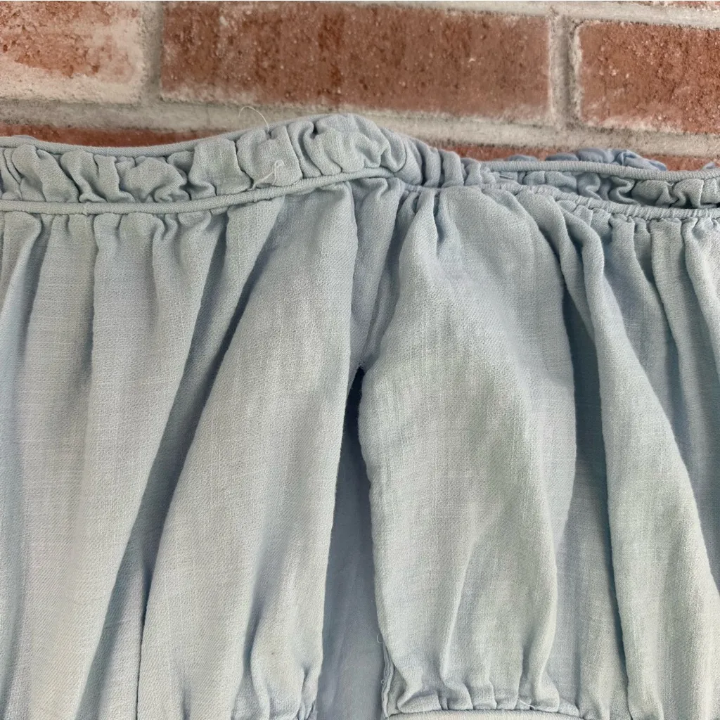 Girl And The Sun Collette Crop Top High Neck Keyhole Back Women’s XL Blue Ruffle - Image 8