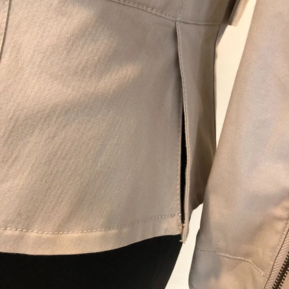 Cache  Denim Cotton Front Button Jacket Stretch Ruffle Neck ZIP SLEEVE NWT $128 - Image 8