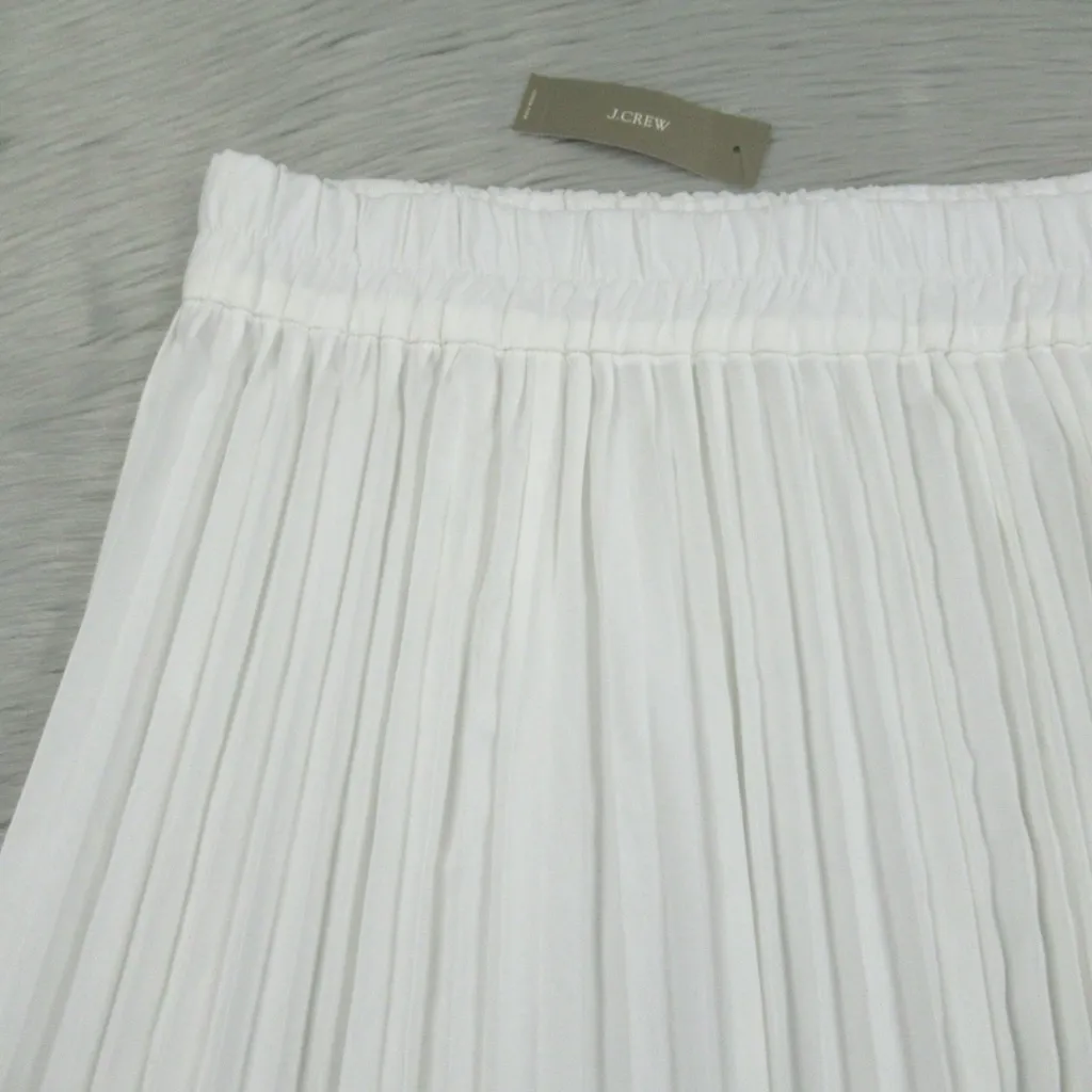 J.CREW White Smocked-Waist Pleated Cotton Blend A-Line Skirt Women's Size Large - Image 5