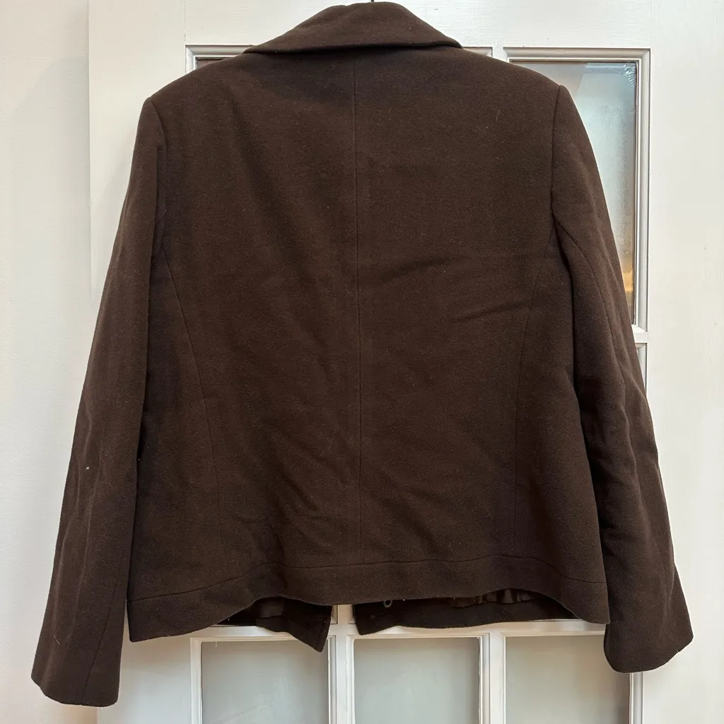 Vintage Harve Benard Women’s Dark Brown Wool Cashmere Zip
Jacket Size 14 - Image 5