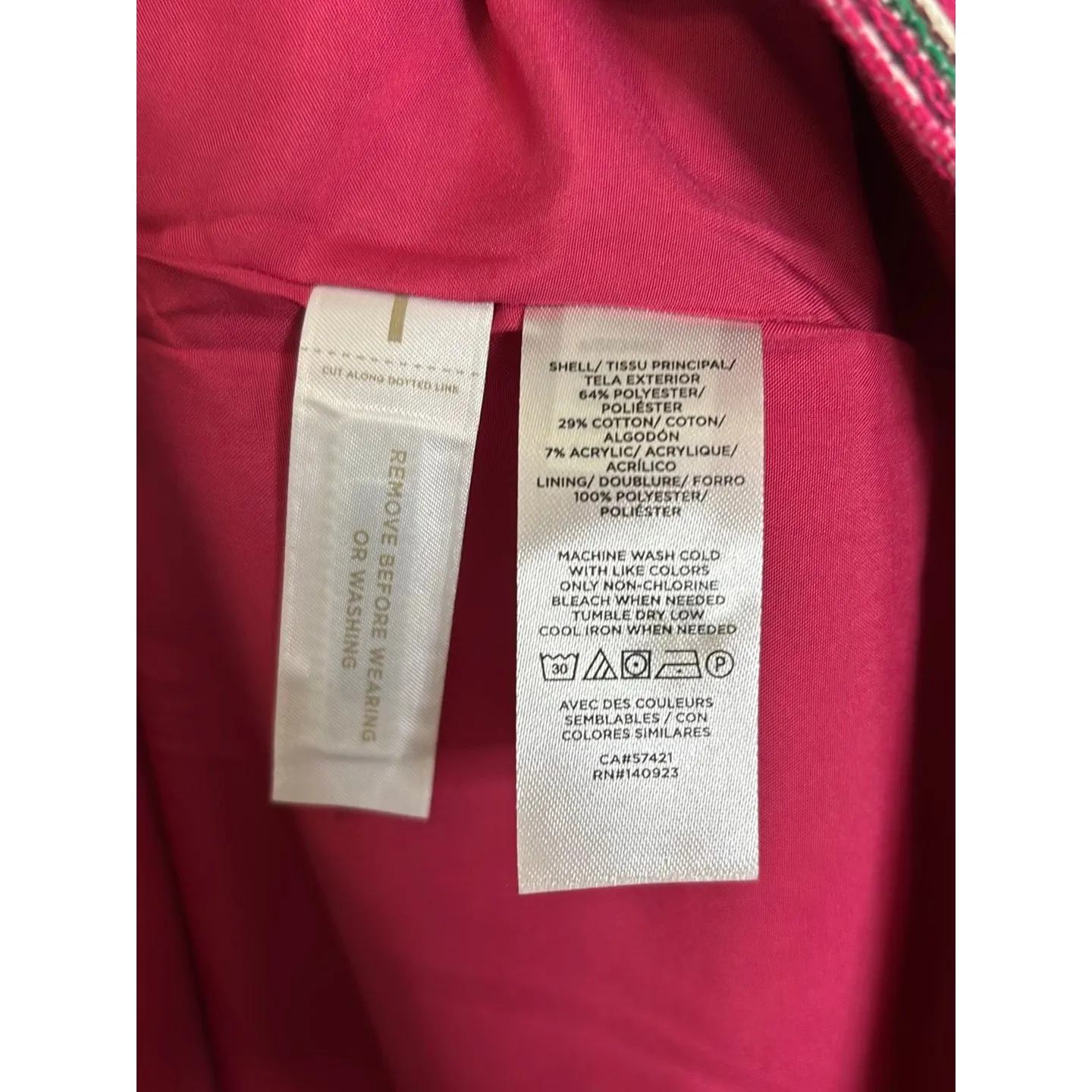 LOFT Skirt Womens 14 Pink Multi Ikat Jacquard Mini Geometric Striped NWT - Image 5