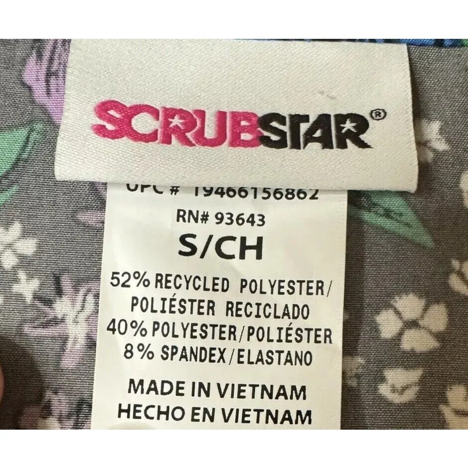 Scrubstar scrub Soft  V-neck women top Size Small floral Medical Dental Vet NWT - Image 3