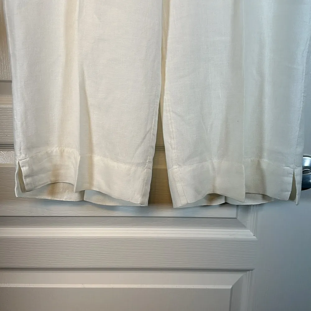 J Jill White 100% Linen Cropped Pants Size Large EUC #AL-2062 - Image 2