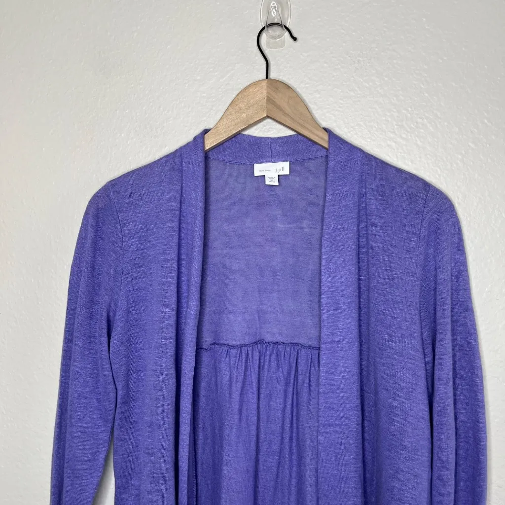 J.Jill Love Linen Transitional Open Front Light Weight Purple Cardigan XS Petite - Image 2