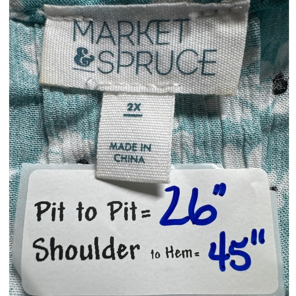 Market & Spruce Floral Dress V-Neck Short Sleeve Casual Dress 2X - Image 2