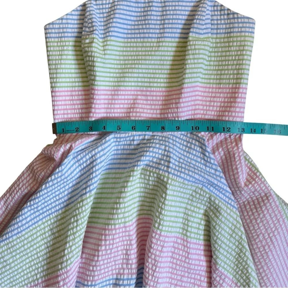 Vineyard Vines Kentucky Derby Dress Striped Seersucker Strapless Colorful Beach - Image 4