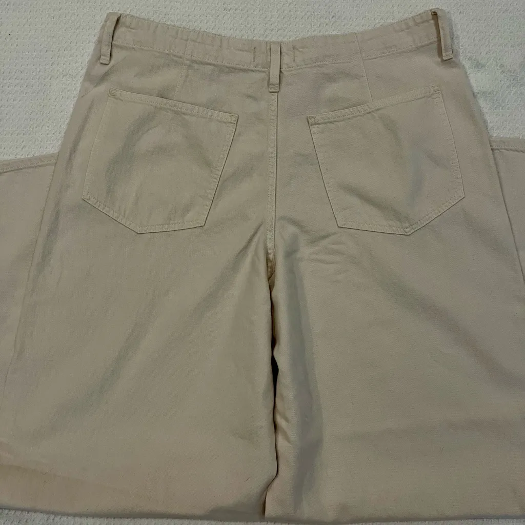 NWT Madewell Wide Sweep Trousers Wide Leg Cream Denim Jeans Size 33 FLAW - Image 3