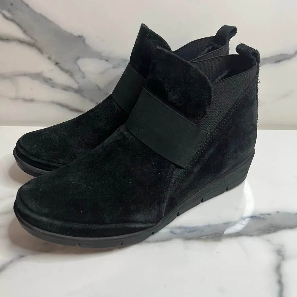 Bjorndal 302849 Women's Black Leather Pull-On Comfort Wedge Pam Boots Sz 8 - Image 4