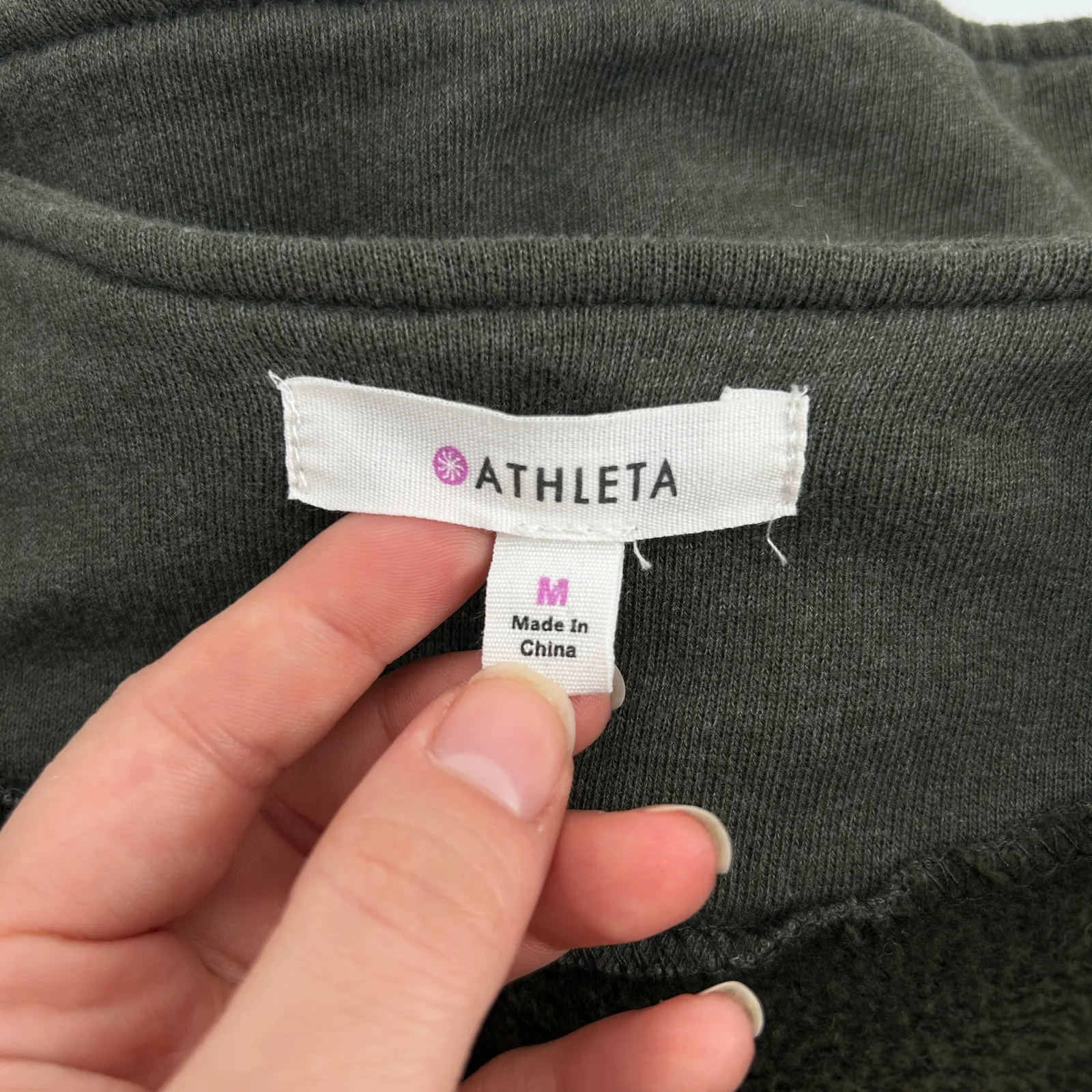 ATHLETA Quilted Moto Jacket Womens Medium Olive Green Asymmetrical Biker Earthy - Image 5