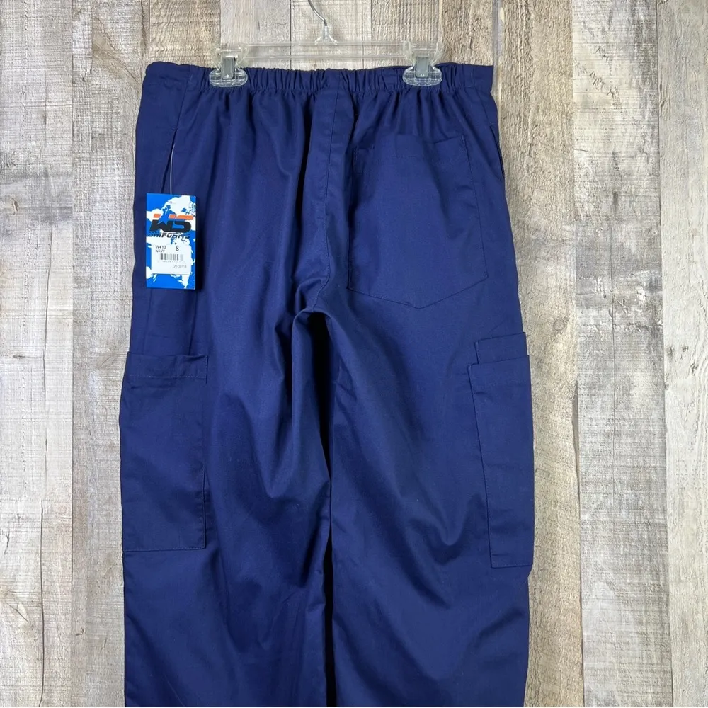 WS Uniforms Small Navy Blue Scrub Pants w/Back Stretch Waistband & Draws… - Image 7