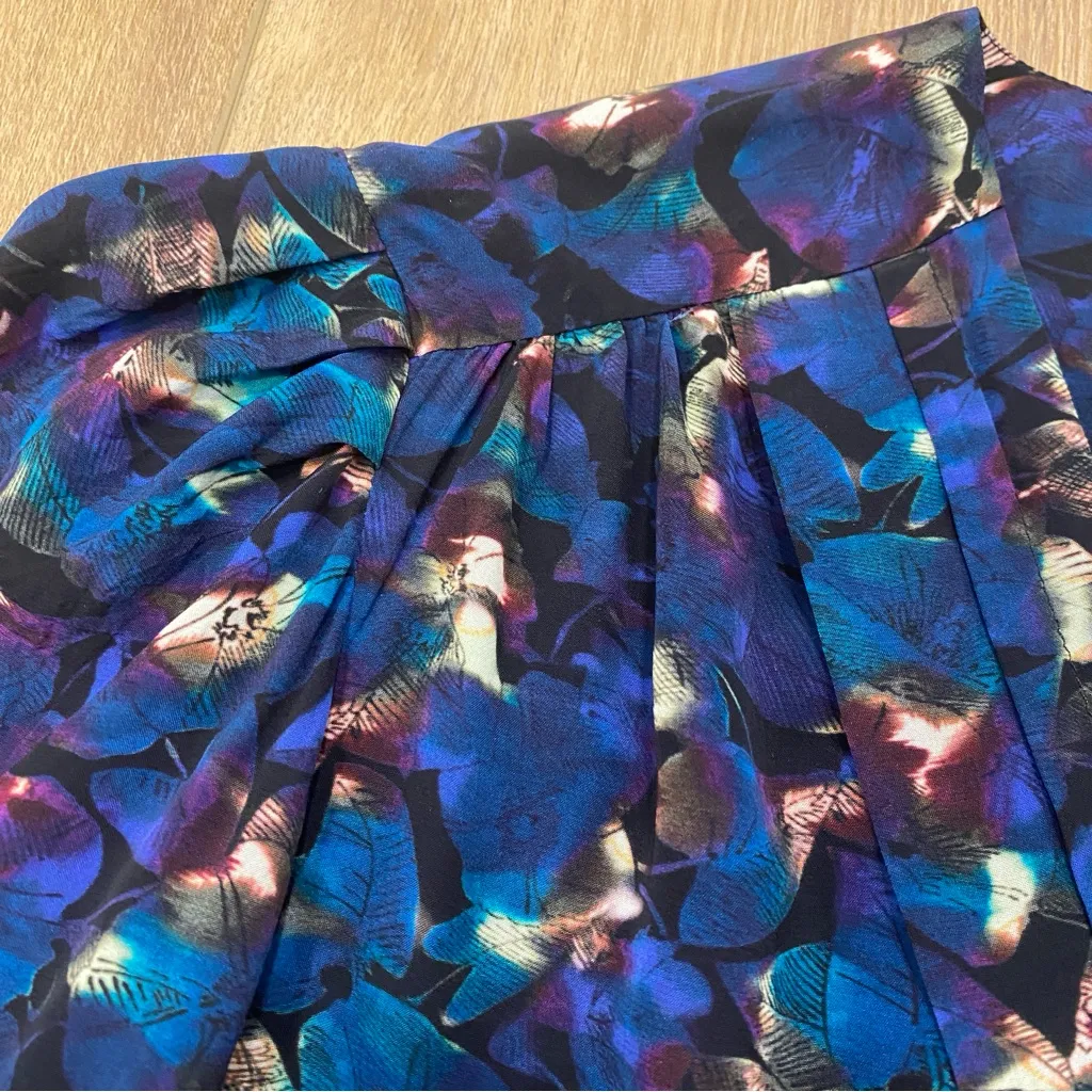 🌟THE KOOPLES🌟FLORAL V NECK FLOWLY PEPLUM PLEATED BLOUSE BLUE SZ 1 OR S - Image 9