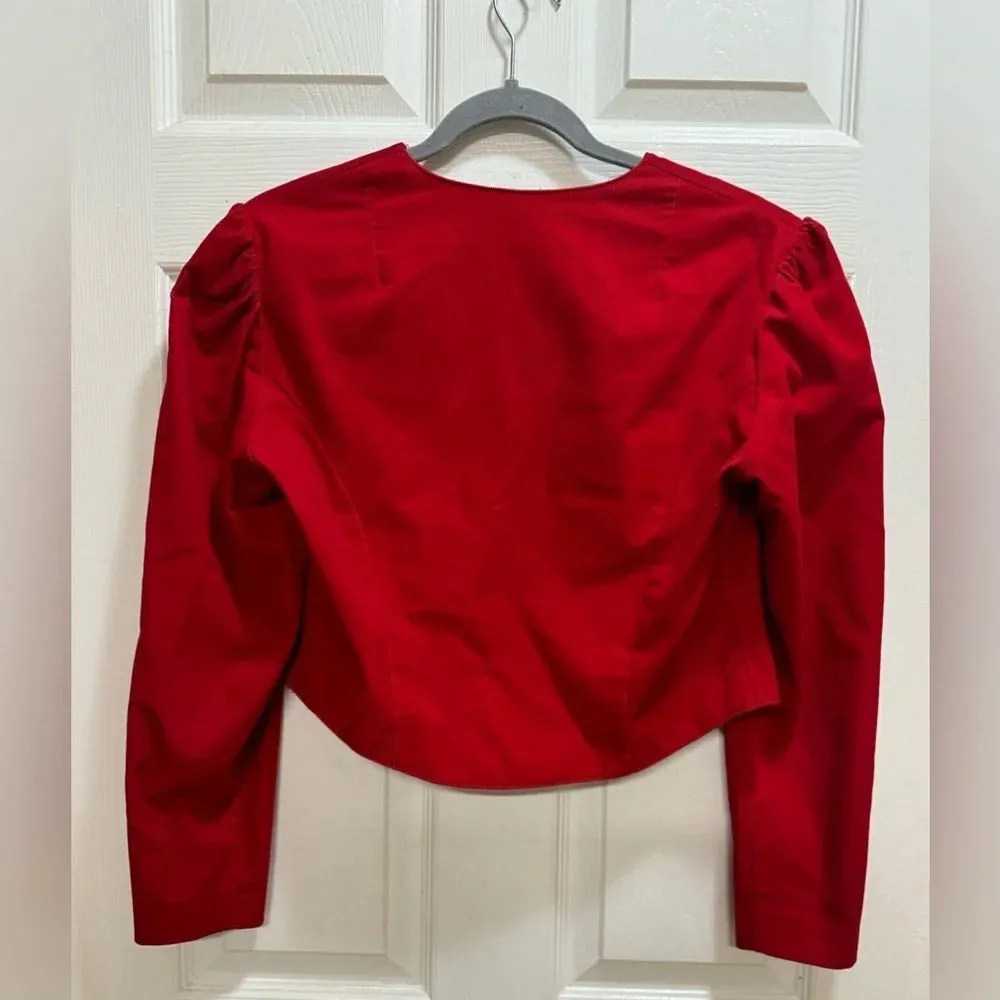 Vintage Lang Made in USA Red Corduroy Skirt Set Size 10 Cotton Poly - Image 2