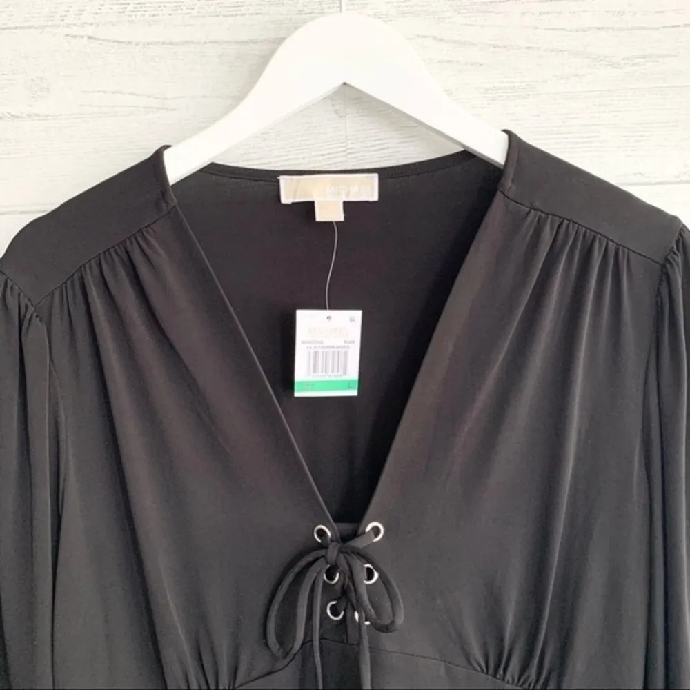 Michael Kors  Black Ruffle Long Sleeve Dress Size Large - Image 4