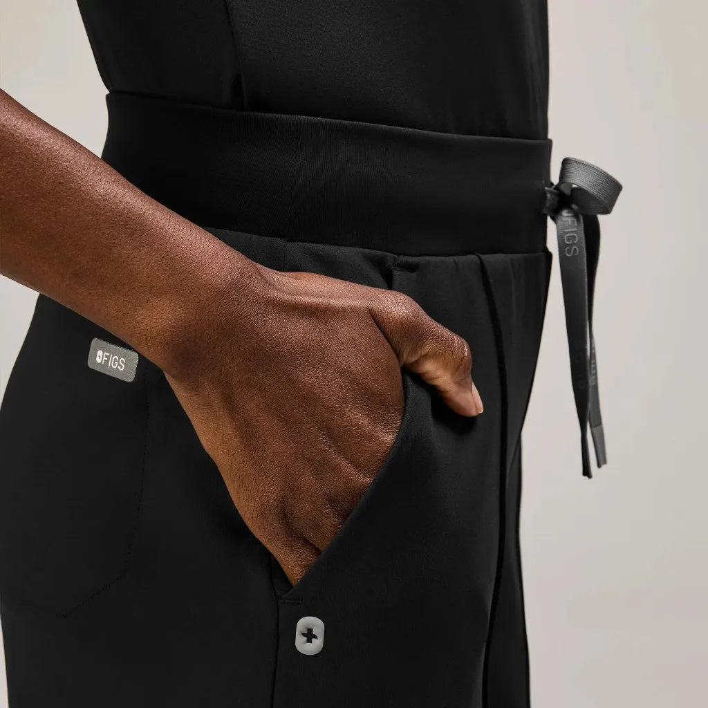 Figs High Waisted Salina FORMx Wide Leg Scrub Pants in Black, Size Medium - Image 5