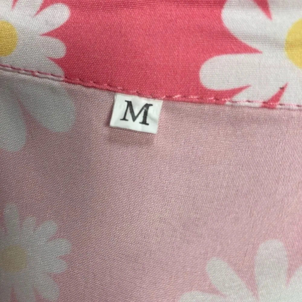 No Brand, Pink floral, tunic/dress, Crochet‎ border on neckline, hem &cuffs.Med - Image 6