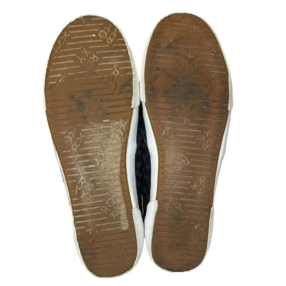 Roxy Womens Size 9 Drifter Slip On Flats Basket Weave Sneaker Gray Black - Image 4