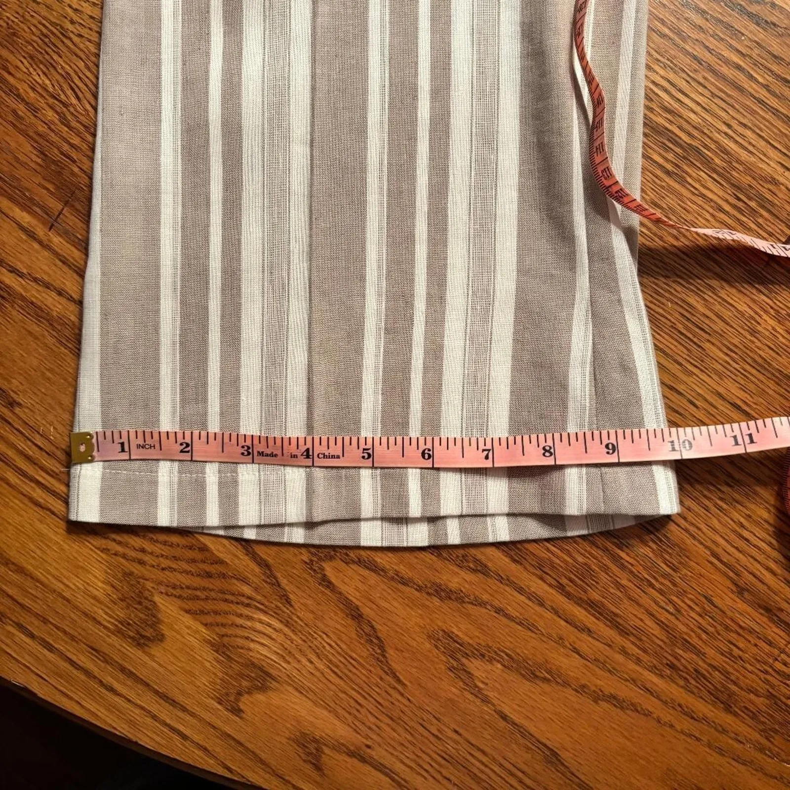 Peace of Cloth 56% Linen Beige stripe Wide Leg Pants Women's Size L NWT Tan Size L - Image 9