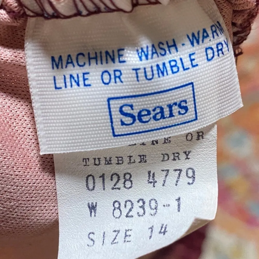 Vintage 70s Floral Print Matching Skirt Set Button Neck Tunic Midi Maroon Small Red - Image 10