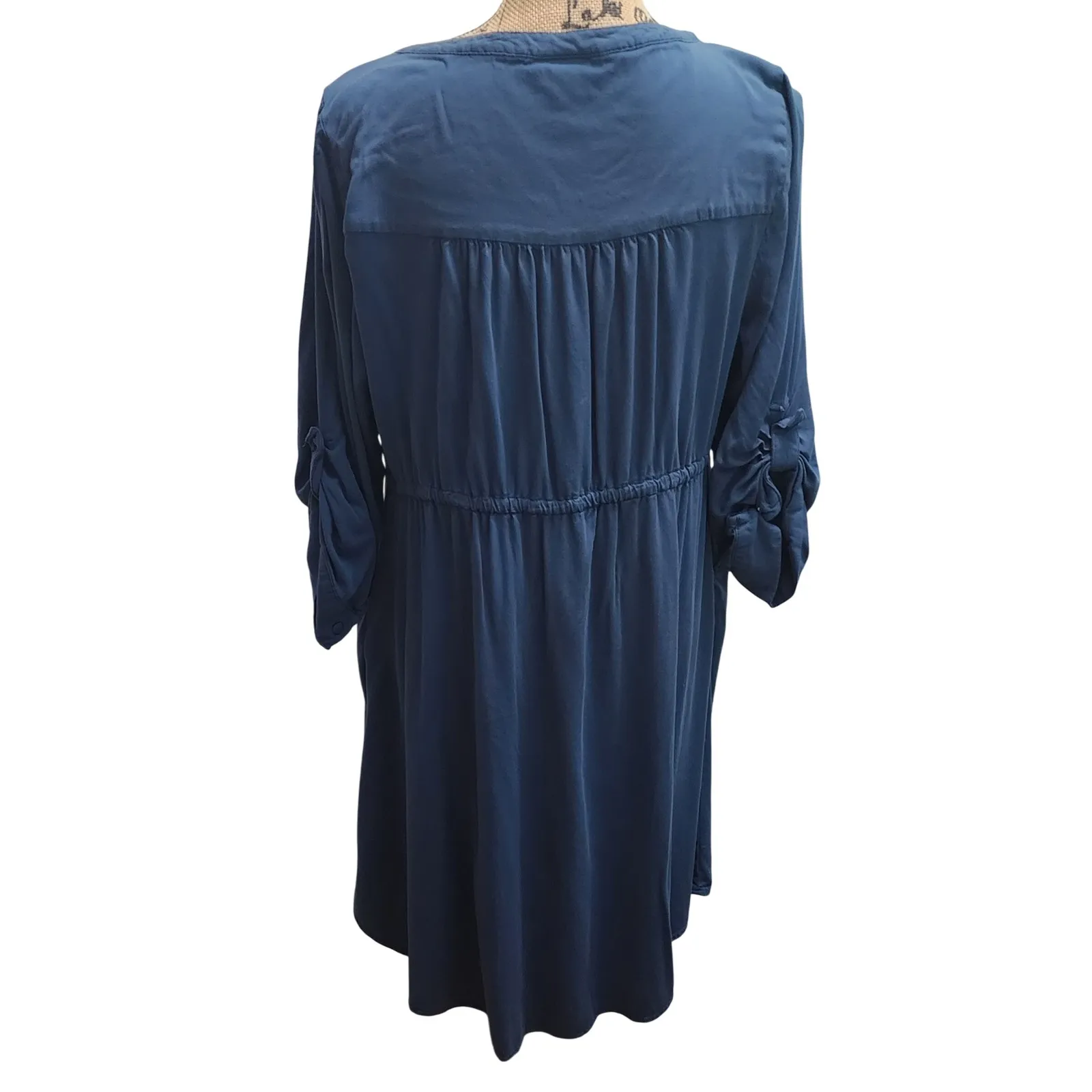 Torrid Blue Rayon Spandex Zip Front Cinched Waist Midi Dress Women's Size‎ 1 - Image 3