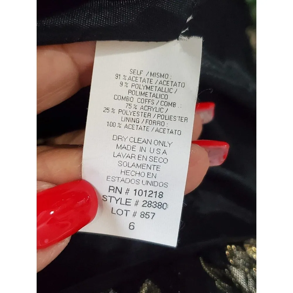 Crimson by Lawrence Kurtz Black Floral Long Sleeve Buttons Front Jacket Blazer 6 - Image 10