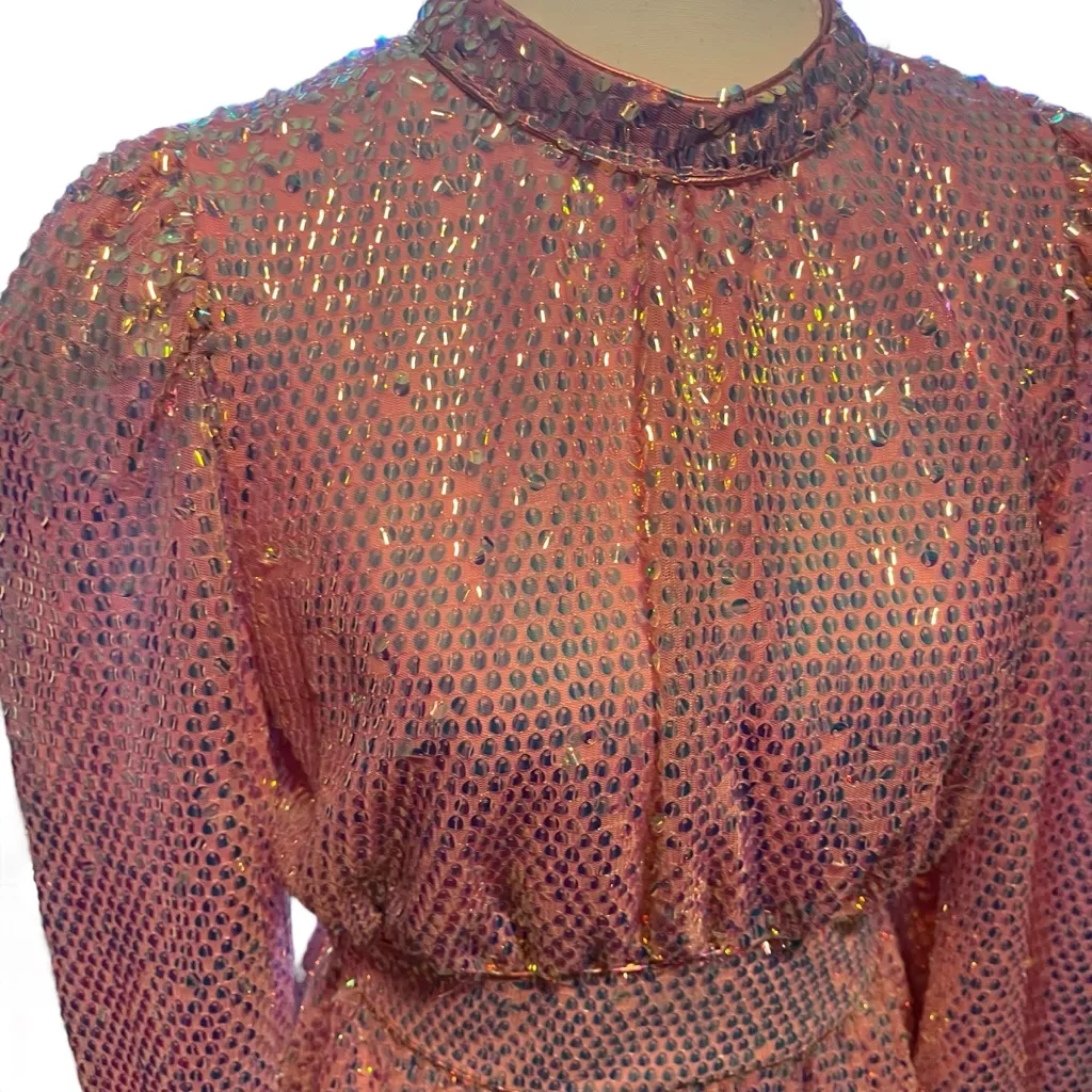 CeliaB Ezili Women's S Dress‎ Pink Glittering Long Sleeve Party Mini Going Out - Image 5